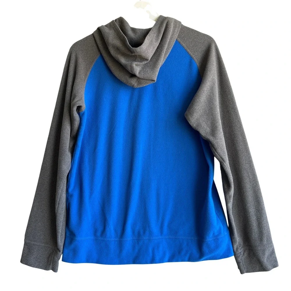 The North Face Mens Full Zip Fleece Hoodie Blue Grey Colorblock Raglan Kids L?